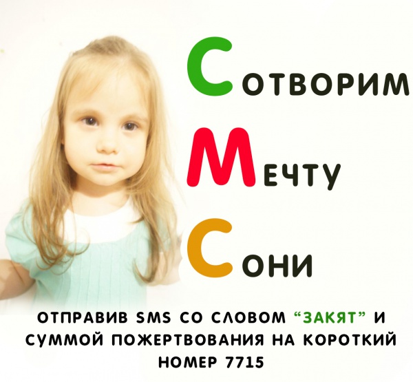 Смс-акция «Сотворим Мечту Сони вместе!»: осталось собрать чуть больше 80 000 рублей